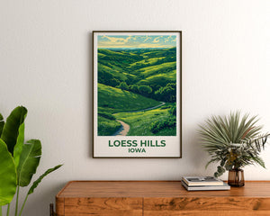Loess Hills Iowa Poster – Rolling Prairie Hills Trail Art