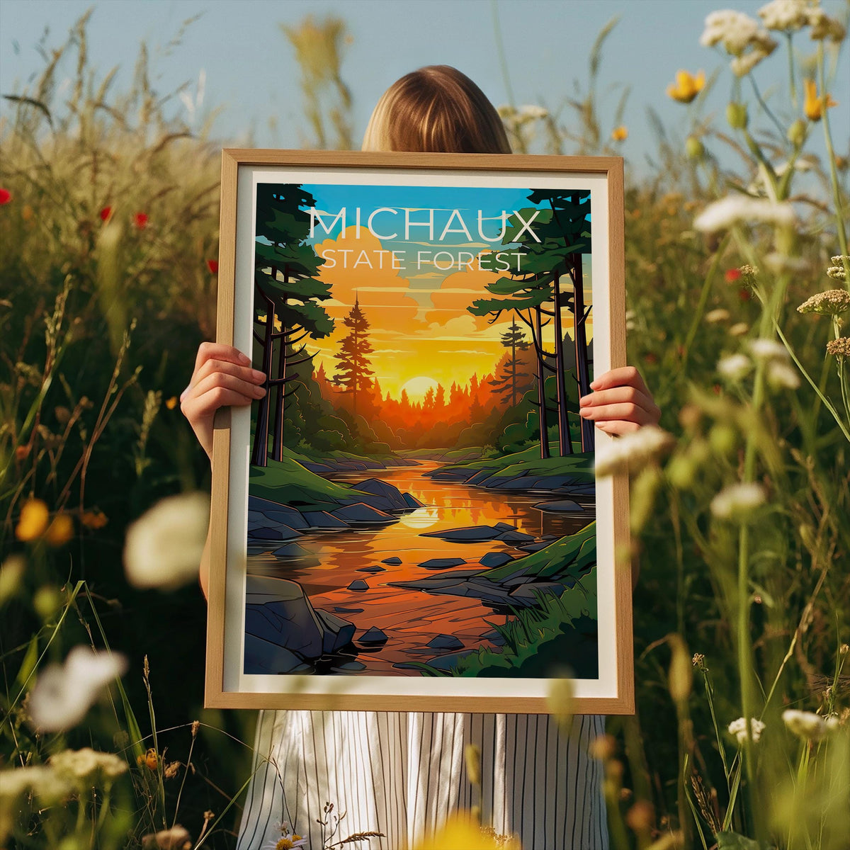 Michaux State Forest Poster – Woodland Stream Sunset Art