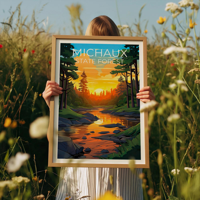 Michaux State Forest Poster – Woodland Stream Sunset Art