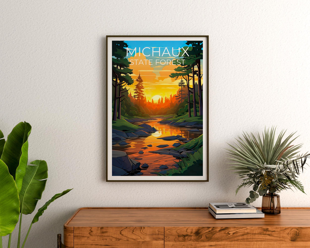 Michaux State Forest Poster – Woodland Stream Sunset Art