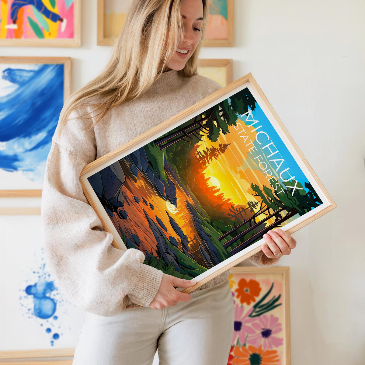 Michaux State Forest Poster – Woodland Stream Sunset Art