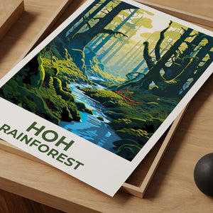 Hoh Rainforest Poster — Mossy Olympic Forest Stream Print