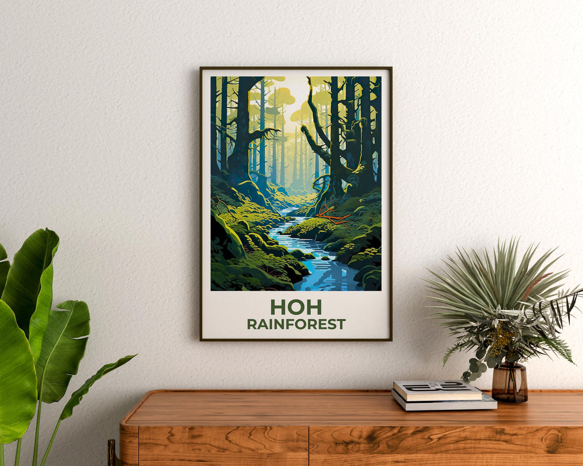 Hoh Rainforest Poster — Mossy Olympic Forest Stream Print