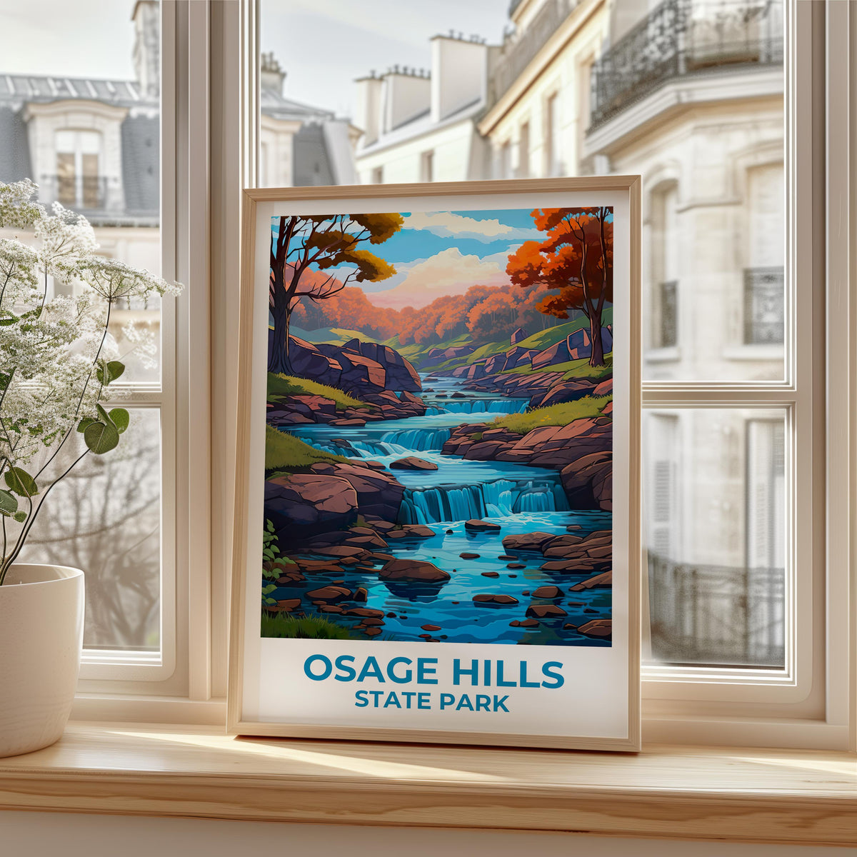 Osage Hills State Park Poster – Oklahoma Falls Art