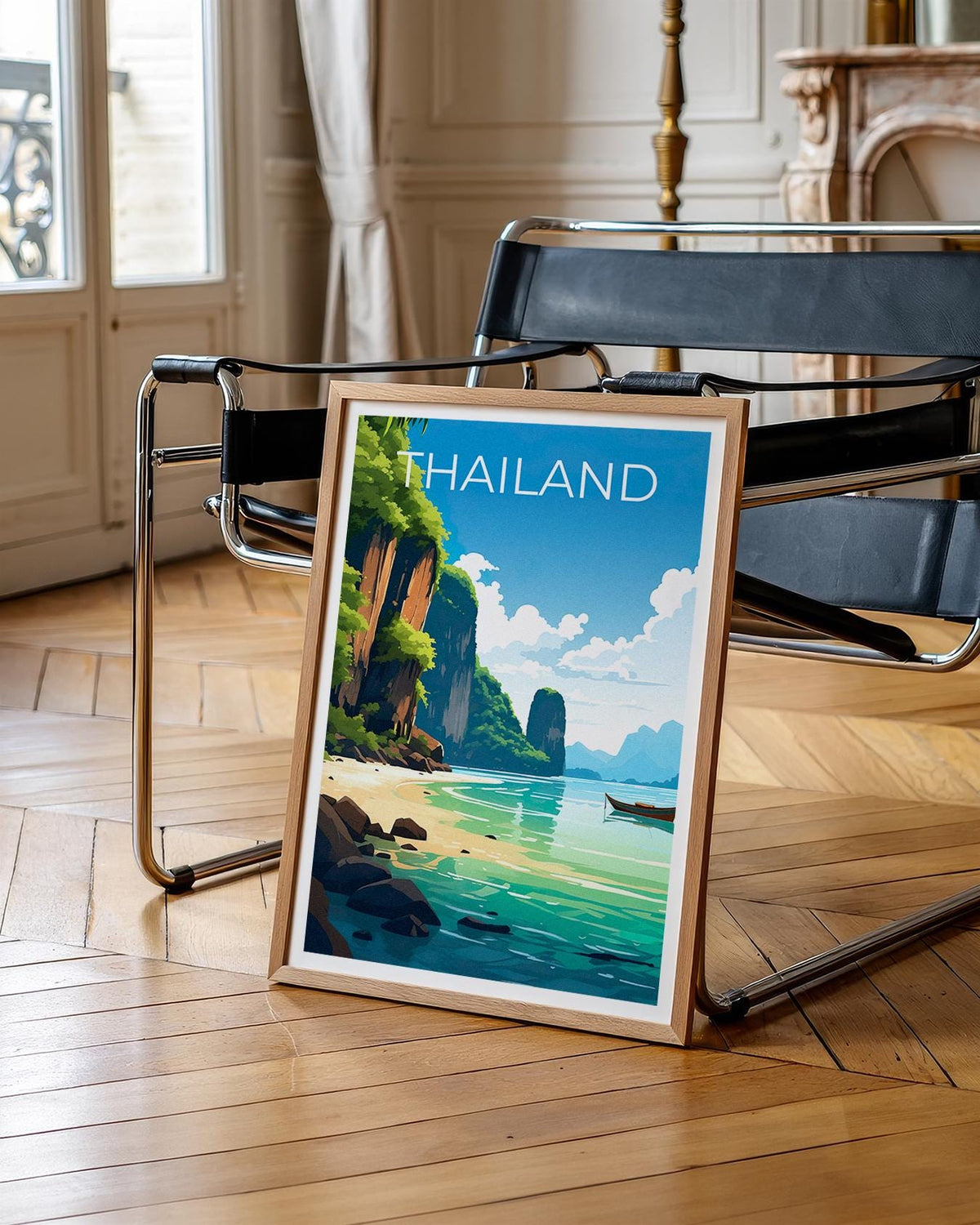 Phuket Thailand Print, Limestone Cliffs Beach Poster