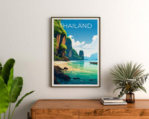 Phuket Thailand Print, Limestone Cliffs Beach Poster