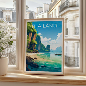 Phuket Thailand Print, Limestone Cliffs Beach Poster