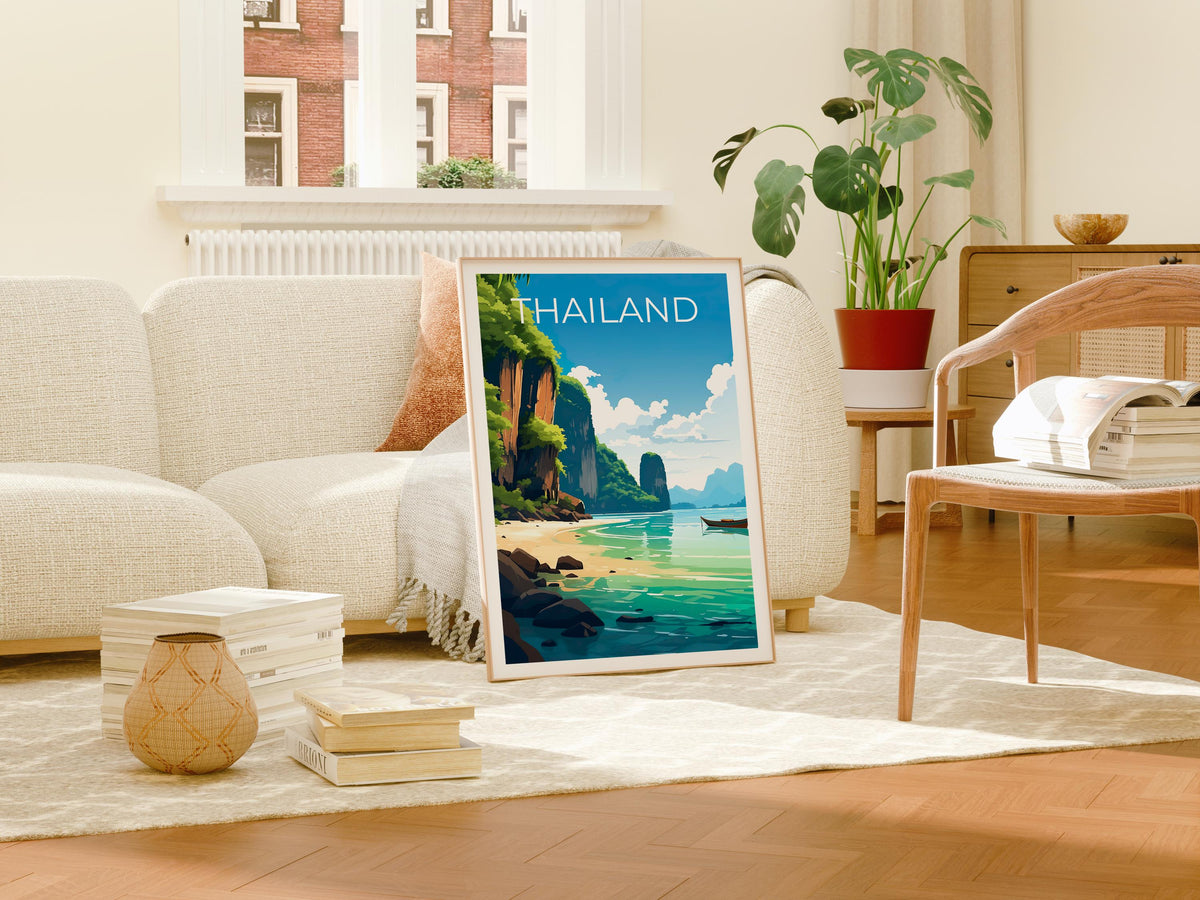 Phuket Thailand Print, Limestone Cliffs Beach Poster
