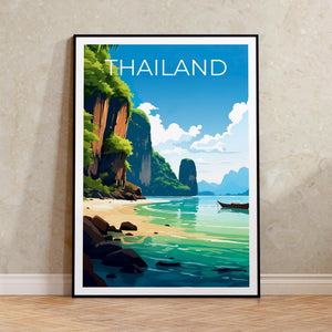 Phuket Thailand Print, Limestone Cliffs Beach Poster