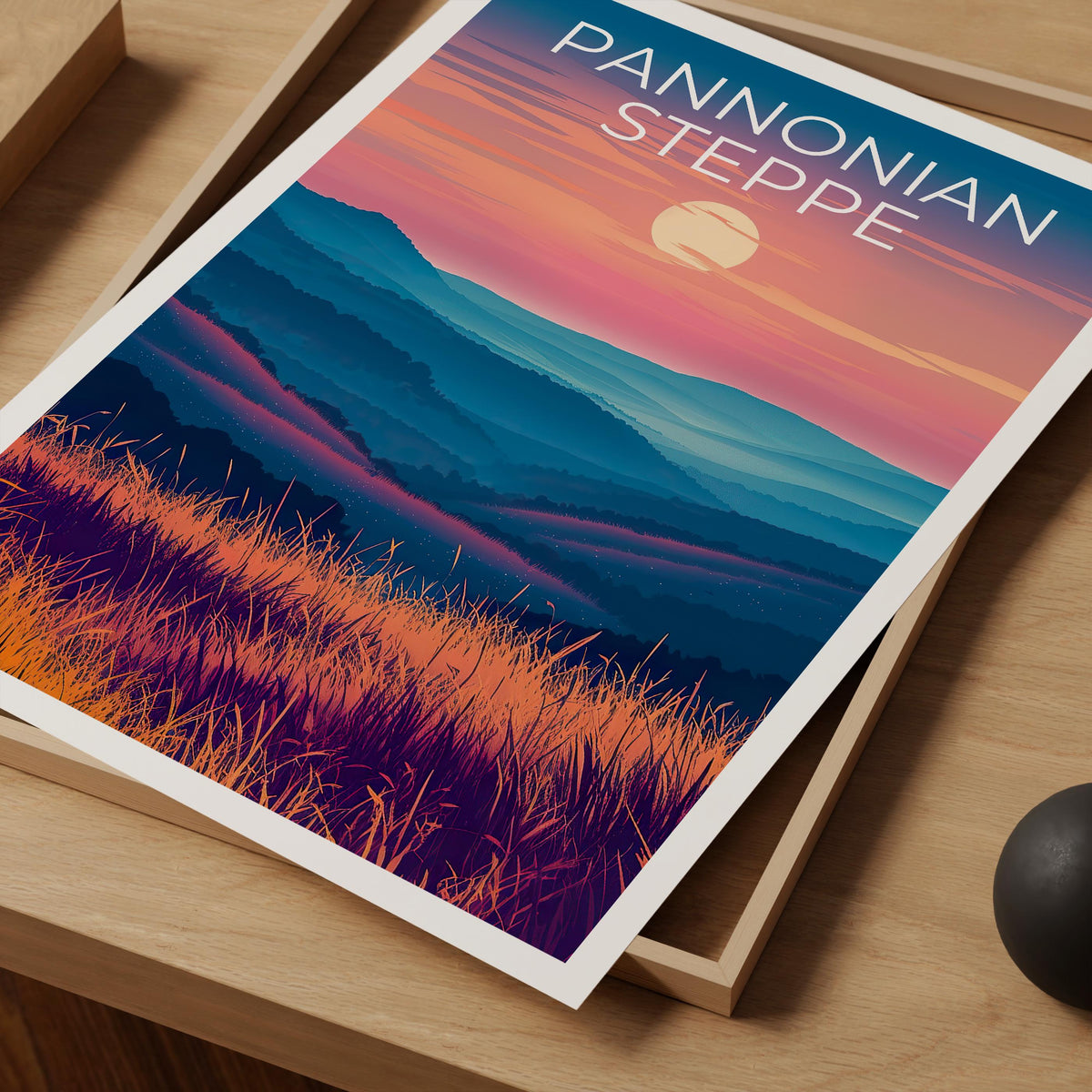 Pannonian Steppe Poster – Hungary Sunset Grasslands