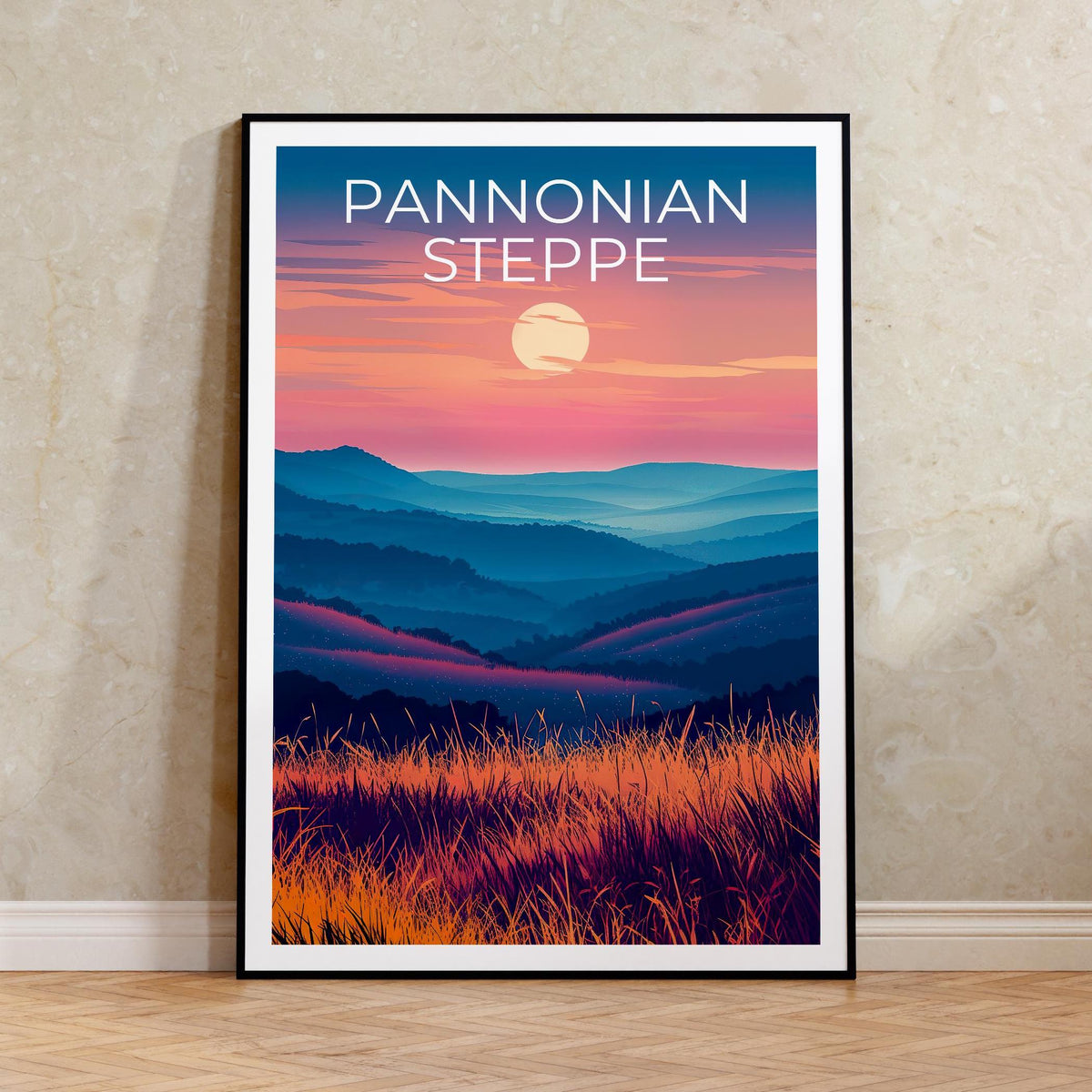Pannonian Steppe Poster – Hungary Sunset Grasslands