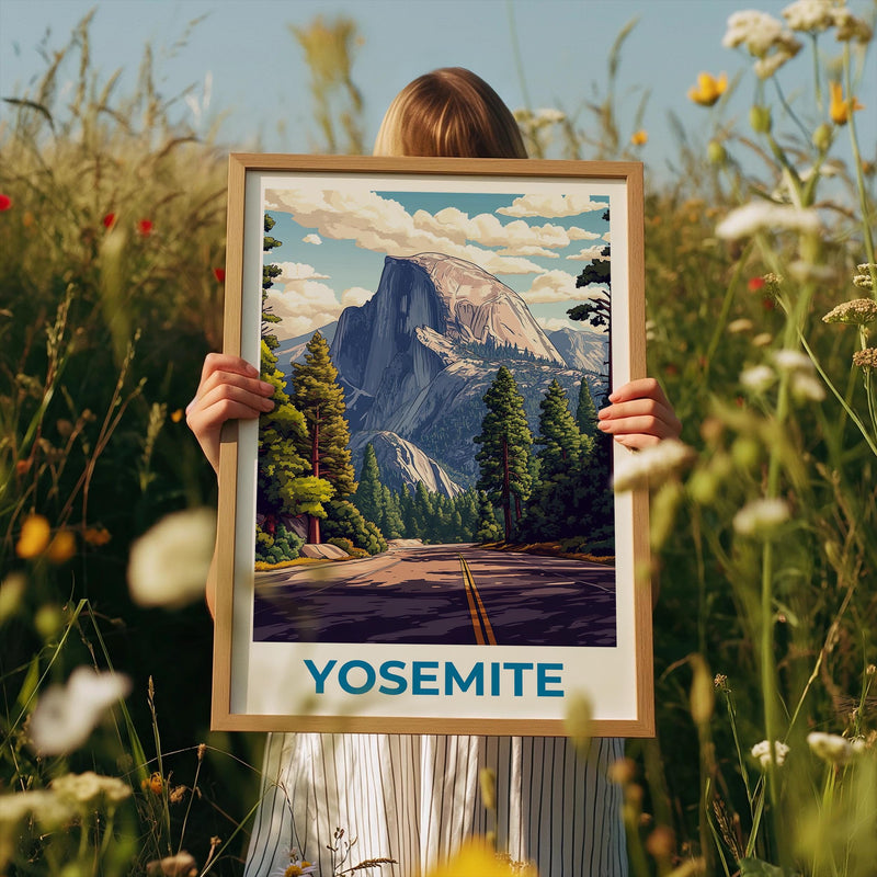 Yosemite National Park Poster — Half Dome Road Print