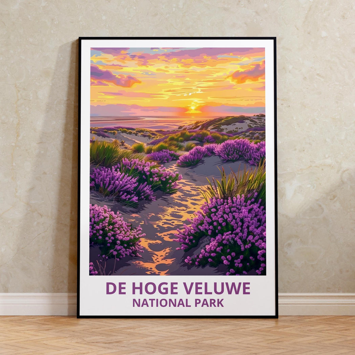De Hoge Veluwe Poster – Netherlands Heathland Sunset