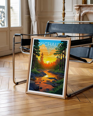 Michaux State Forest Poster – Woodland Stream Sunset Art