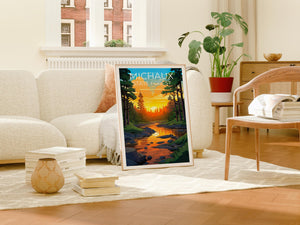 Michaux State Forest Poster – Woodland Stream Sunset Art