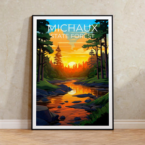Michaux State Forest Poster – Woodland Stream Sunset Art