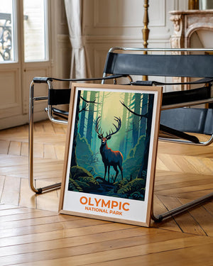 Olympic National Park Elk Poster — Sunset River Art Print