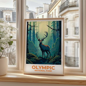 Olympic National Park Elk Poster — Sunset River Art Print