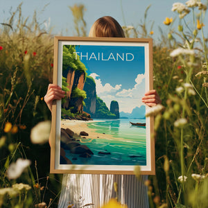 Phuket Thailand Print, Limestone Cliffs Beach Poster
