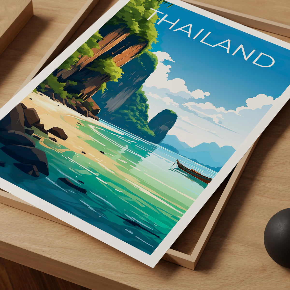 Phuket Thailand Print, Limestone Cliffs Beach Poster