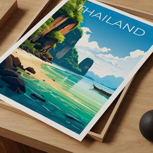 Phuket Thailand Print, Limestone Cliffs Beach Poster
