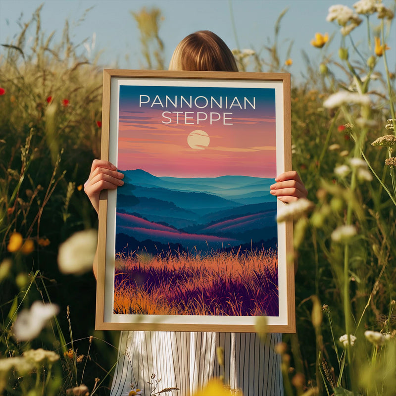 Pannonian Steppe Poster – Hungary Sunset Grasslands