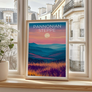 Pannonian Steppe Poster – Hungary Sunset Grasslands