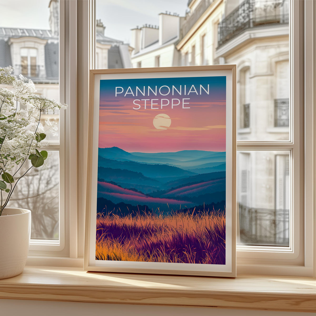 Pannonian Steppe Poster – Hungary Sunset Grasslands