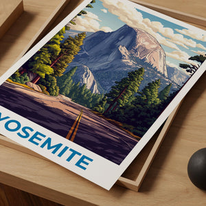 Yosemite National Park Poster — Half Dome Road Print