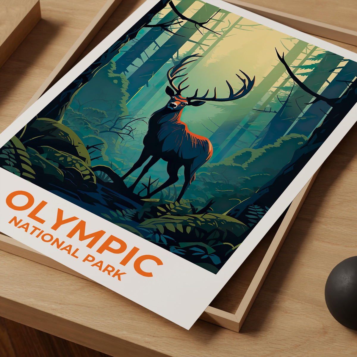 Olympic National Park Elk Poster — Sunset River Art Print