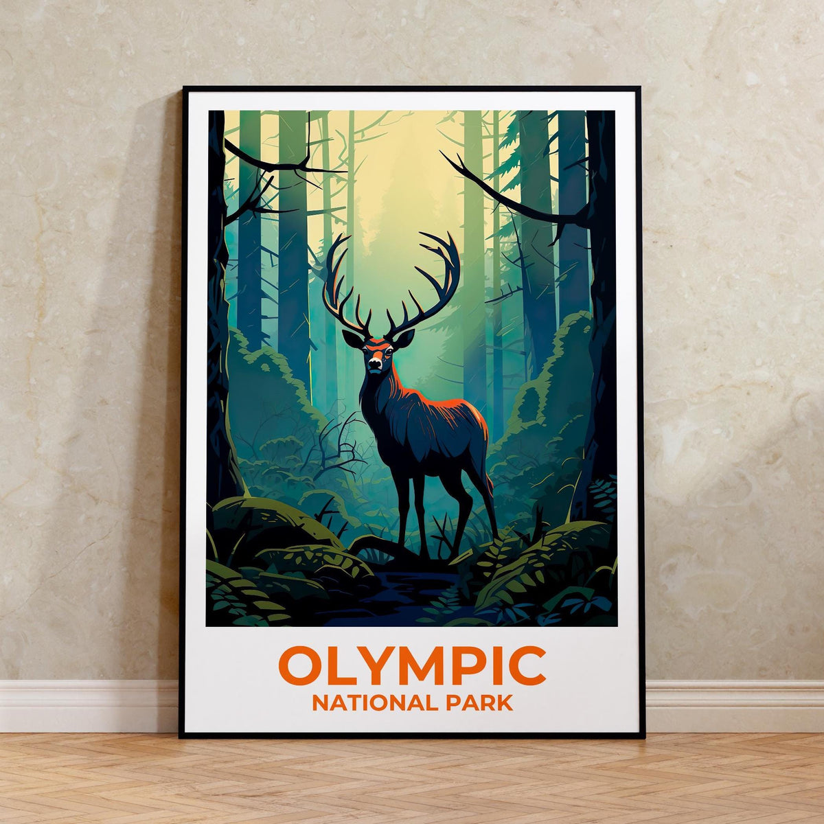Olympic National Park Elk Poster — Sunset River Art Print