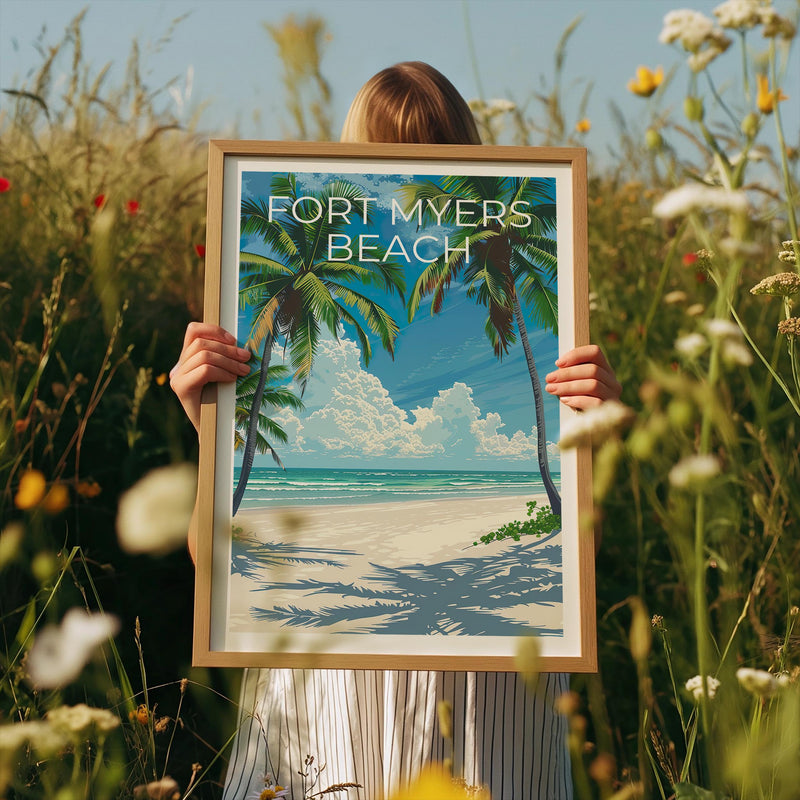 Fort Myers Beach Poster – Florida Palm Trees Gulf Coast Print