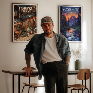 Tokyo Japan Print, Lantern-Lit Cafe Street Poster