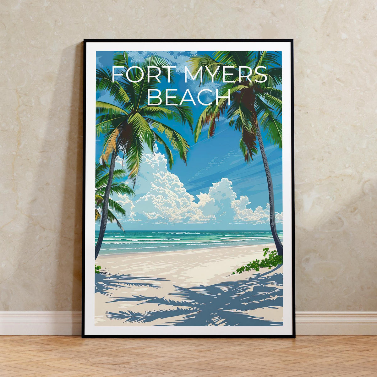 Fort Myers Beach Poster – Florida Palm Trees Gulf Coast Print