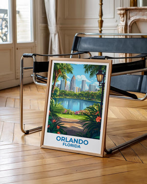 Orlando Skyline Poster – Lake Eola Park Travel Print