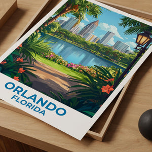 Orlando Skyline Poster – Lake Eola Park Travel Print