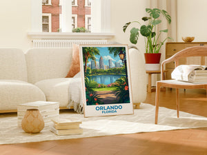 Orlando Skyline Poster – Lake Eola Park Travel Print