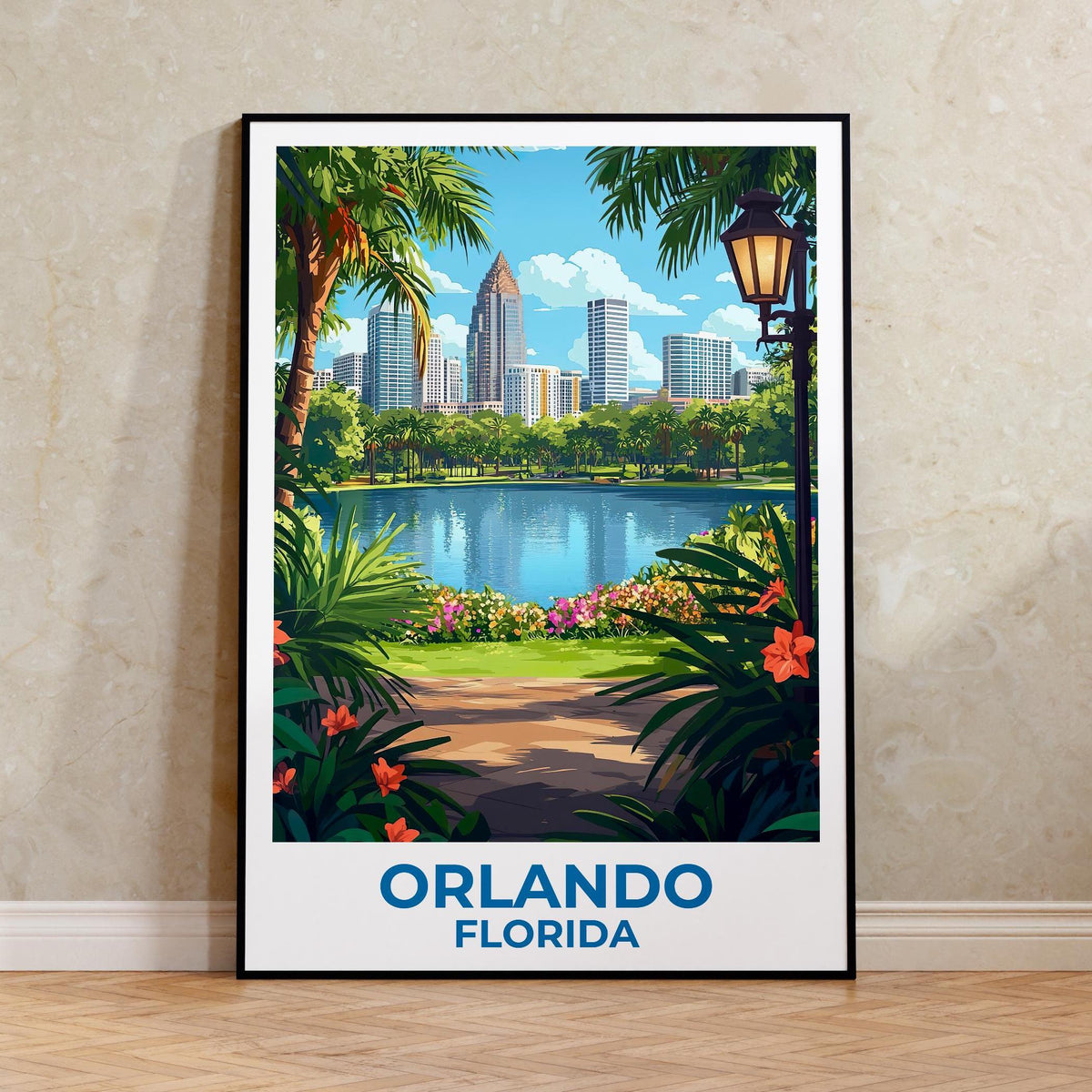 Orlando Skyline Poster – Lake Eola Park Travel Print