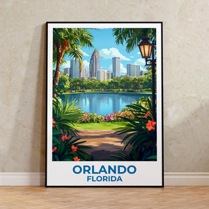 Orlando Skyline Poster – Lake Eola Park Travel Print