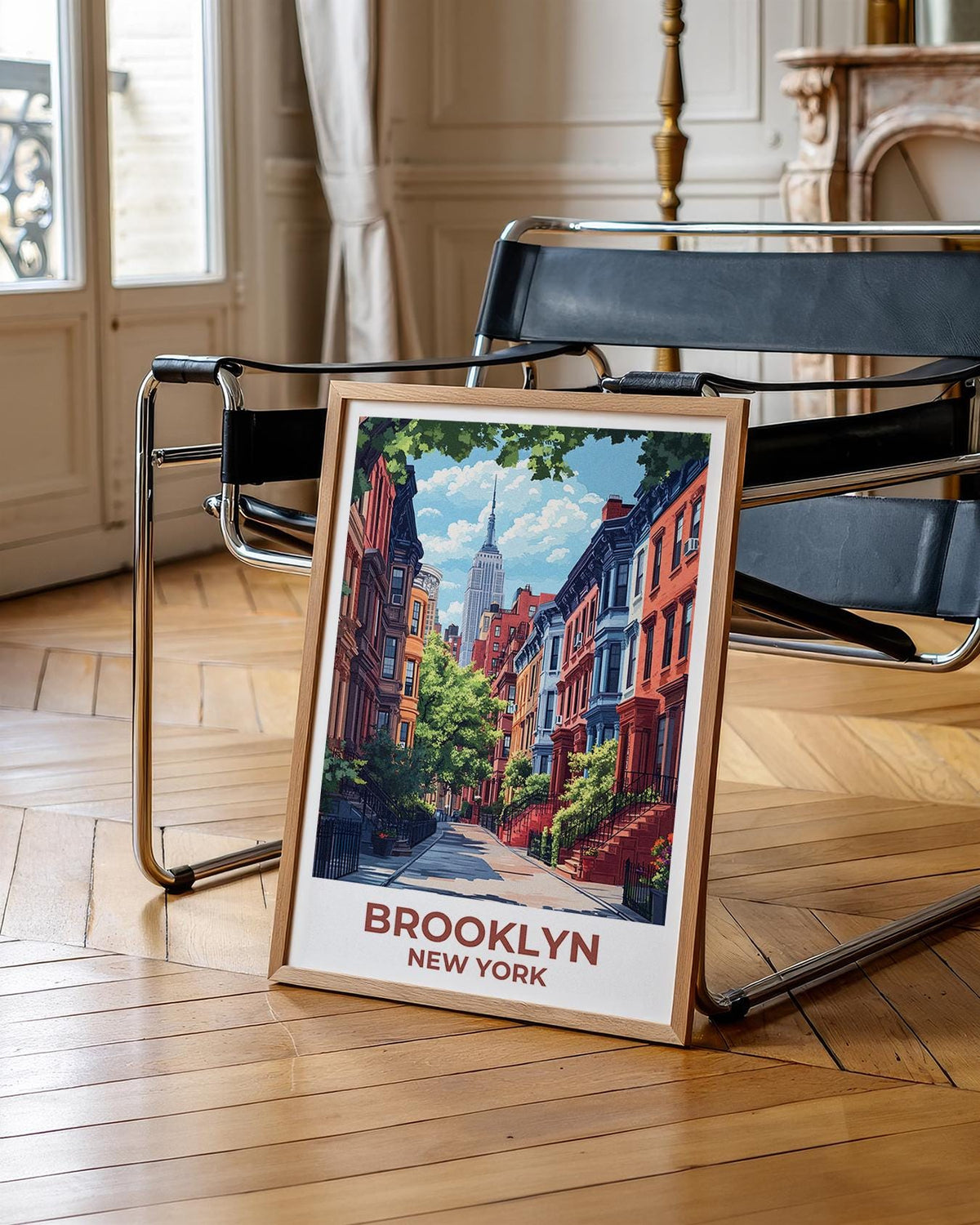 Brooklyn Brownstones Poster — NYC Empire State Street Print