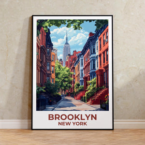 Brooklyn Brownstones Poster — NYC Empire State Street Print