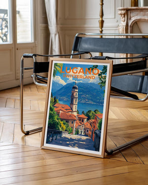 Lugano Switzerland Poster - Lake Bell Tower Wall Print