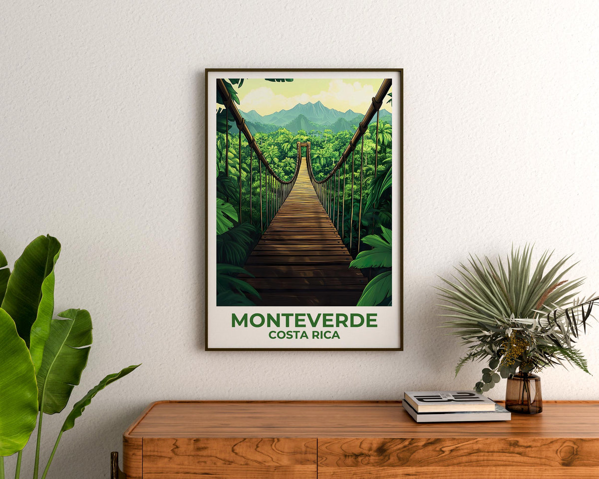 Monteverde Costa Rica Poster – Cloud Forest Bridge Print