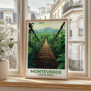 Monteverde Costa Rica Poster – Cloud Forest Bridge Print
