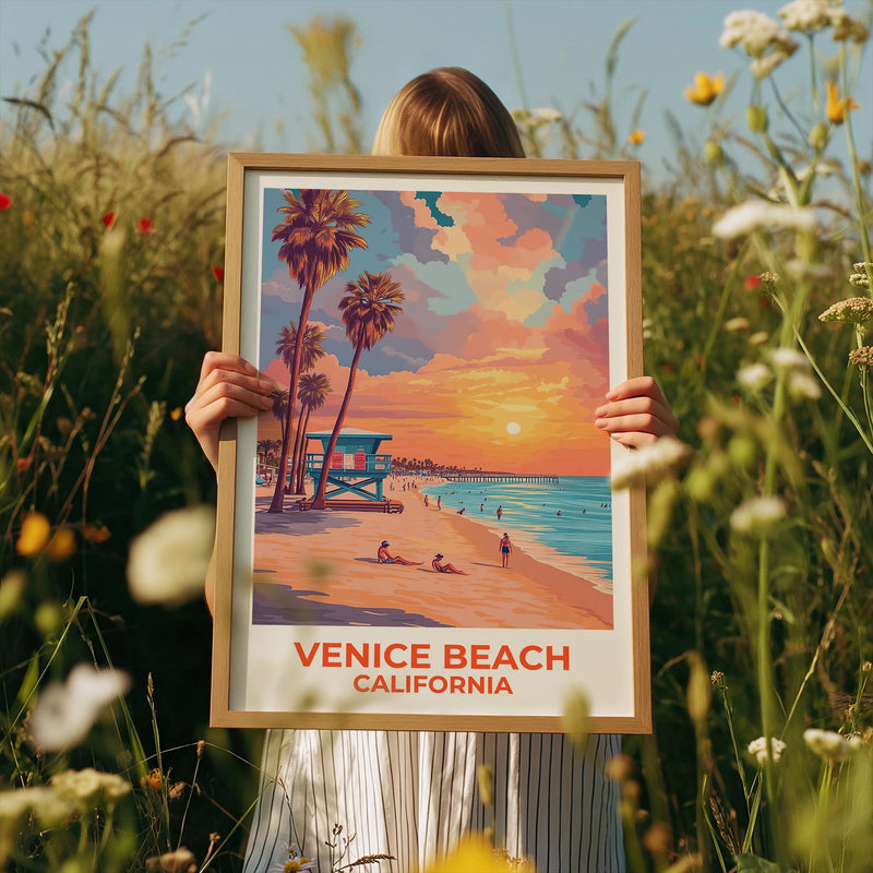 Venice Beach California Poster - Lifeguard Tower Sunset