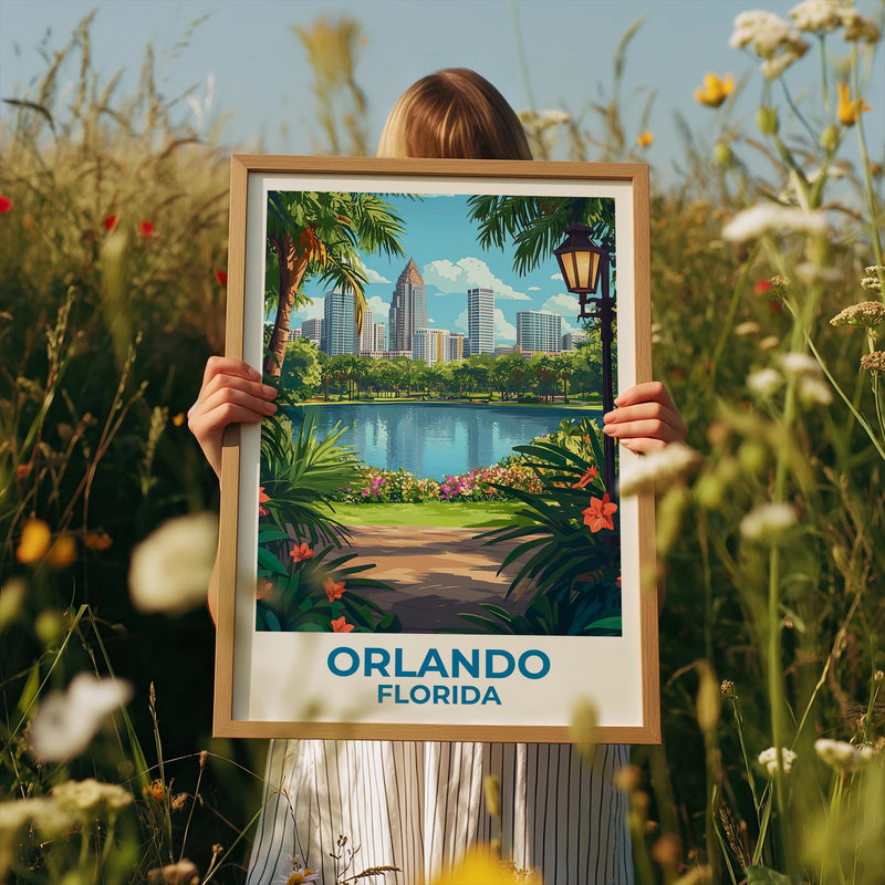 Orlando Skyline Poster – Lake Eola Park Travel Print
