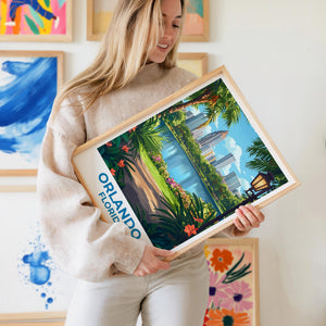 Orlando Skyline Poster – Lake Eola Park Travel Print