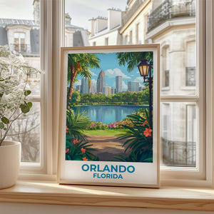 Orlando Skyline Poster – Lake Eola Park Travel Print