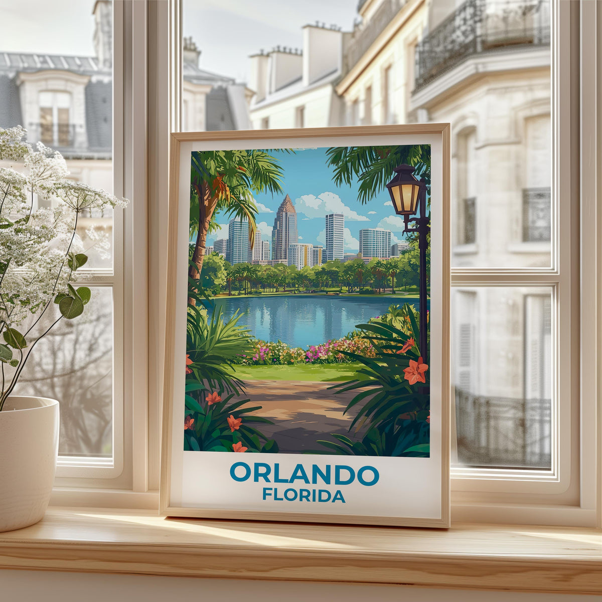 Orlando Skyline Poster – Lake Eola Park Travel Print