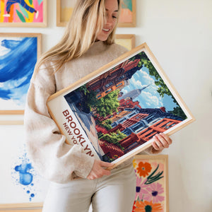 Brooklyn Brownstones Poster — NYC Empire State Street Print